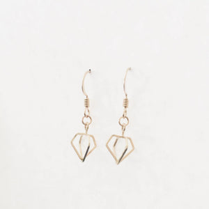 Imi 3D Diamond Drop Earrings - Gold Fill