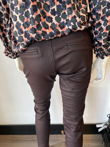 Dafna Style Flog Pants - Burgundy Herringbone