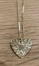 Load image into Gallery viewer, Paradigm Design Sunburst Etched Small Heart Necklace W Link Chain