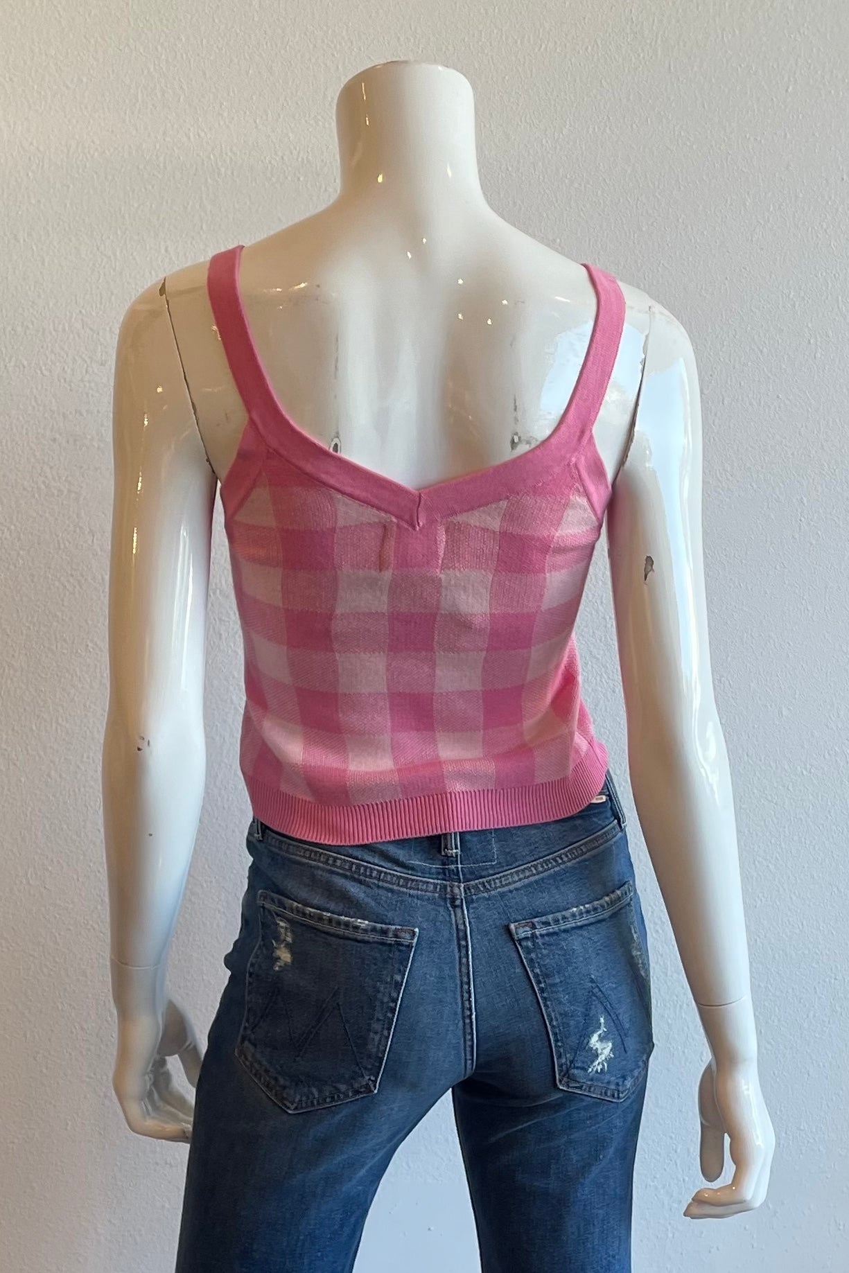 Brodie Wispr Gingham Tank Rose Petal CAMI