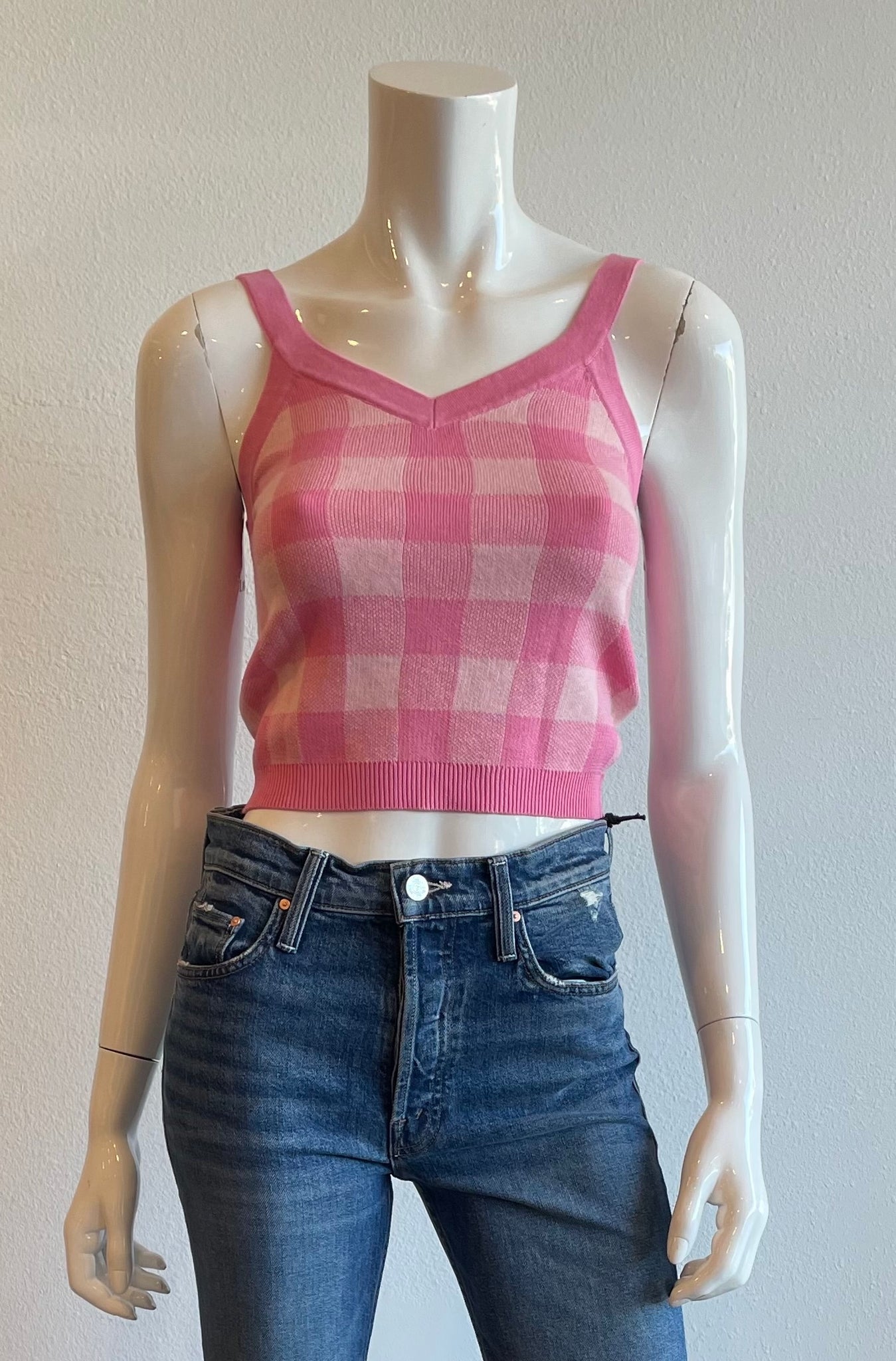 Brodie Wispr Gingham Tank Rose Petal CAMI