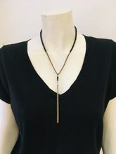 Load image into Gallery viewer, Short &quot;Y&quot; Necklace - GP Nuggets &amp; Black Spinal