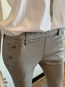 Capri Style Flog Pants - Silver Checkered