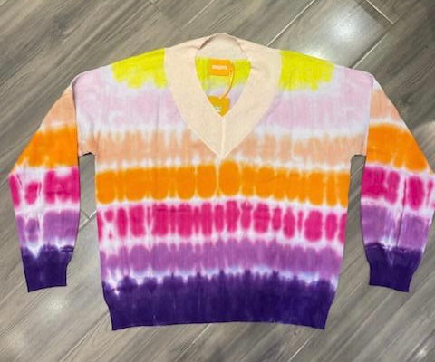 Brodie Wispr Sunrise Gradient V Sweater - Ice Water