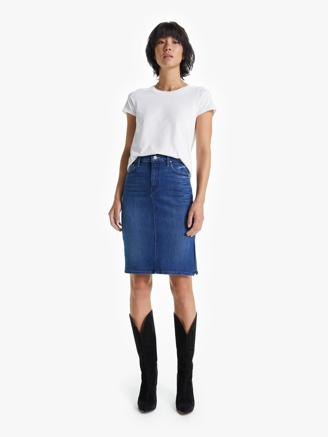 Mother - The High Waisted Slice Knee Skirt
