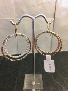Medium Hammered Circle & Bubble Circle Inside Earrings