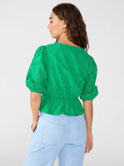 Sanctuary - Eyelet Button Front Top - Jelly Bean