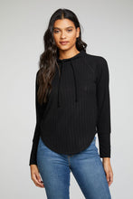 Load image into Gallery viewer, POOR BOY RIB LONG SLEEVE FUNNEL NECK RAGLAN SHIRTTAIL PULLOVER