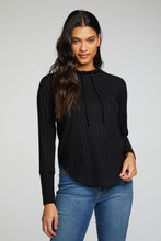 Load image into Gallery viewer, POOR BOY RIB LONG SLEEVE FUNNEL NECK RAGLAN SHIRTTAIL PULLOVER
