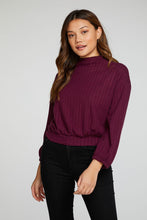 Load image into Gallery viewer, Chaser Poor Boy Rib Bishop Sleeve Mock Neck - 2 colors
