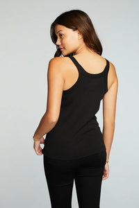 Chaser Vintage Rib Snap Front Tank - Black (other colors also available)