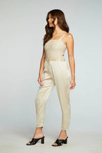 Load image into Gallery viewer, Chaser Stretch Silky Basic Smocked Drawstring Jumpsuit - Bark