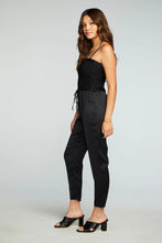 Load image into Gallery viewer, Chaser Stretch Silky Basic Smocked Drawstring Jumpsuit - Black
