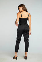 Load image into Gallery viewer, Chaser Stretch Silky Basic Smocked Drawstring Jumpsuit - Black