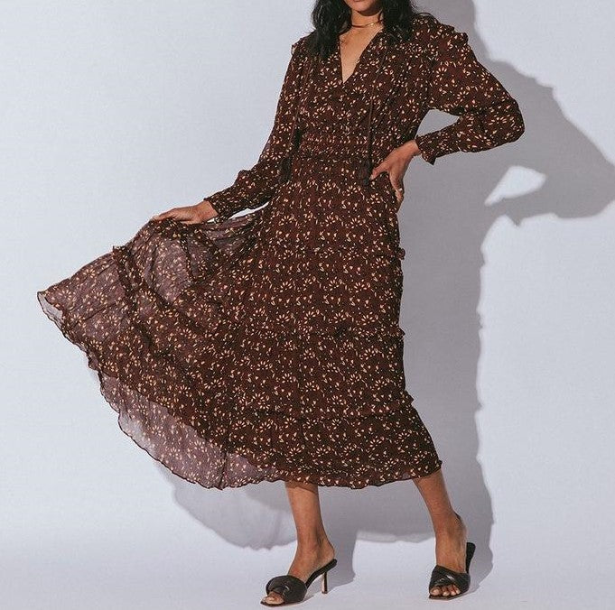Cleobella Rominia Floral Long Sleeve Midi Dress in Zadia Block Print