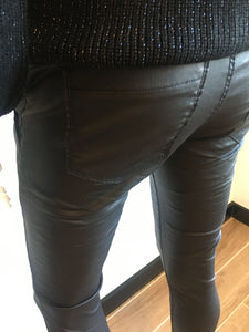 Shely Style Flog Pants - Black Vegan Leather
