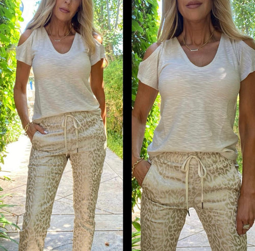 Shely Style Flog Pants - Gold Cheetah