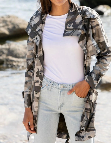Anorak - Long Anorak Jacket - Grey Camo