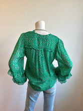 Load image into Gallery viewer, Ruffle Button Blouse - Green Floral