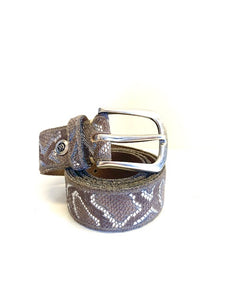 B Belt - Taupe and Silver Snake Belt/Silver Buckle