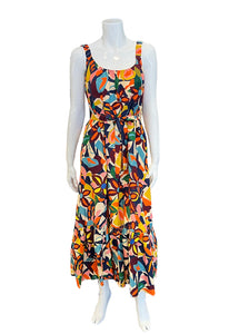 Velvet Multi Color Abstract Floral Dress