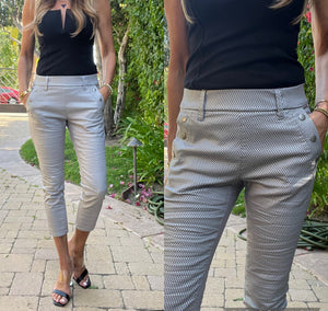 Capri Style Flog Pants - Silver Checkered
