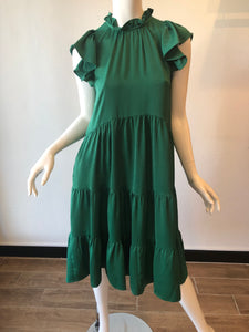 Pinch - Tiered Dress - Emerald Green