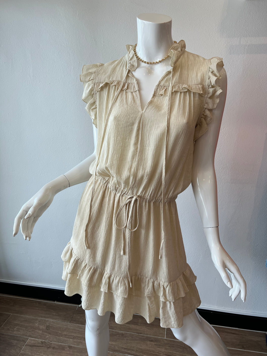 Pinch - Ruffle Sleeveless Dress Cream