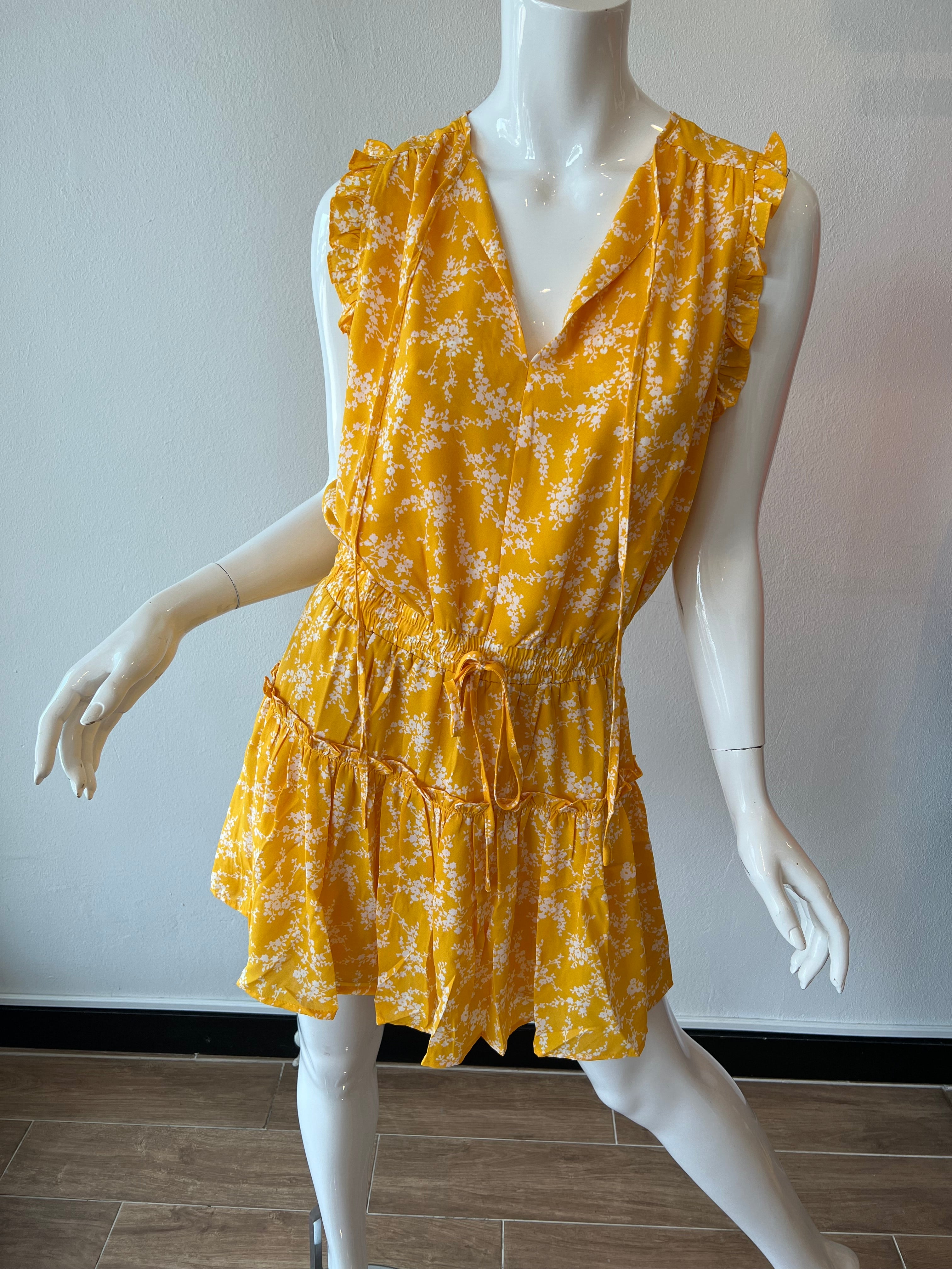 Yellow Floral Cami High Slit Dress