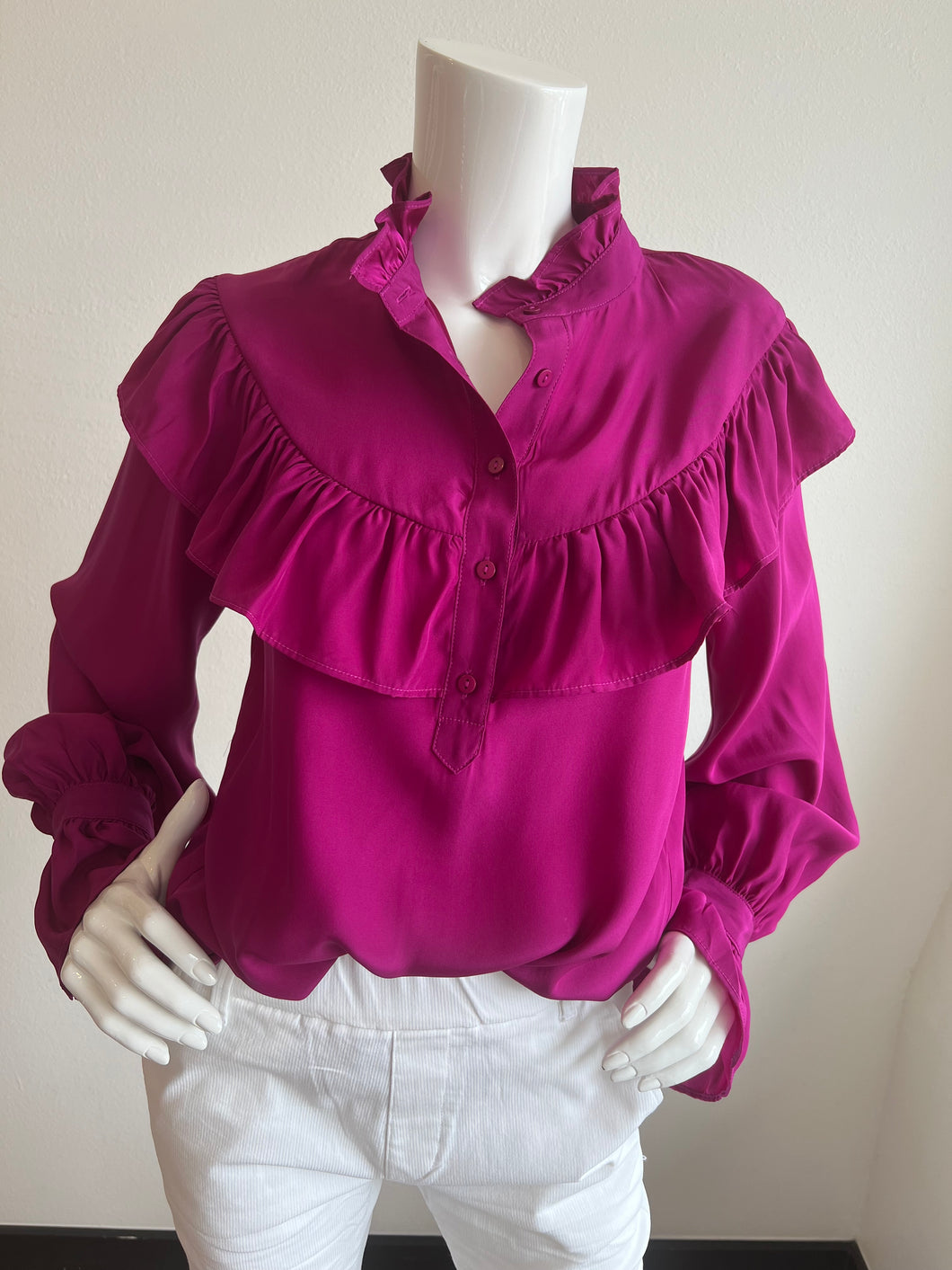 Gold Hawk - Jill Ruffle Blouse - Magenta
