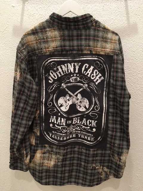 Upcycle Envy - Vintage Flannel - Johnny Cash B/W M/L