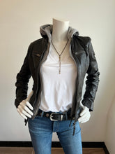 Load image into Gallery viewer, Nola RF Hooded Leather Jacket