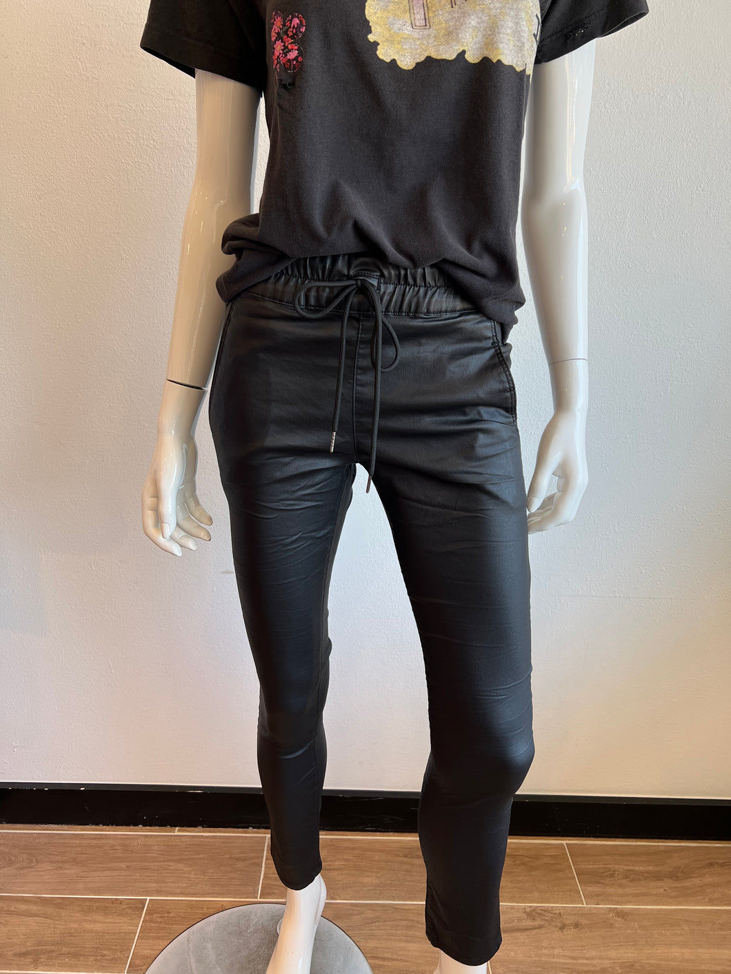 Shely Style Flog Pants - Black Vegan Leather