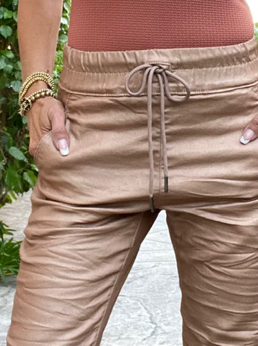 Shely Style Flog Pants - Camel Vegan Leather