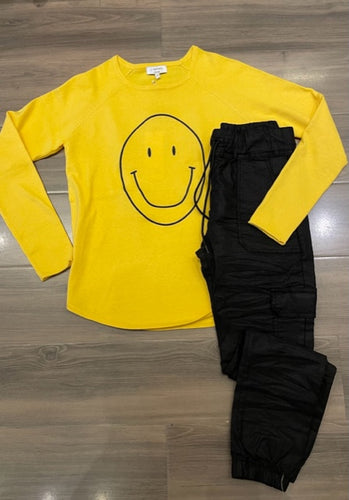 J Society Smiley Face Shirt Tail Sweater - Sunshine