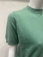 Load image into Gallery viewer, Minnie Rose - Cotton/Cashmere Frayed Boxy Tee - Brown Sugar, Lavender, Golf Green