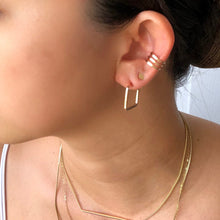 Load image into Gallery viewer, IAM Square Small Huggie Hoop Earrings - Gold Fill