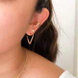 Load image into Gallery viewer, IAM Triangle Small Huggie Hoop Earrings - Gold Fill