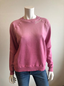 ISMBS Frost LOVE Hand Embroidered Sweatshirt - Frost Dust Pink