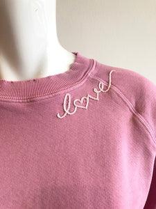ISMBS Frost LOVE Hand Embroidered Sweatshirt - Frost Dust Pink