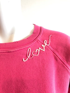 ISMBS Frost LOVE Hand Embroidered Sweatshirt - Fuchsia Pink