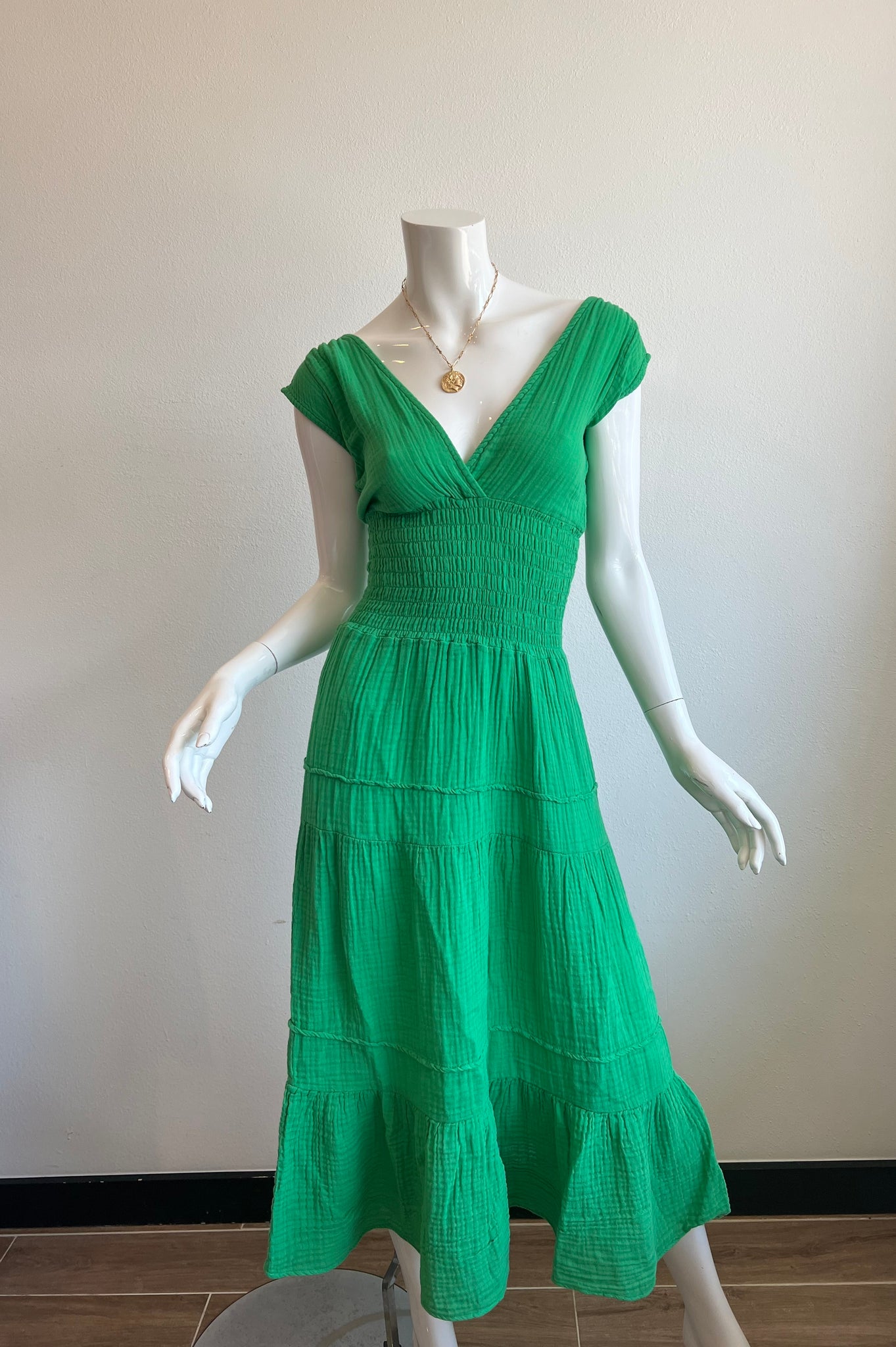 Felicite Smocked Gauze Dress - Golf Course 4 Felicite Smocked Gauze Dress - Golf Course 4