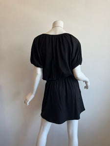 Lilla P Elastic Waist Split Neck Dress - Black
