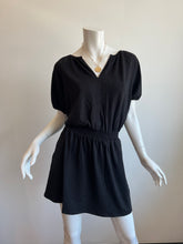 Load image into Gallery viewer, Lilla P Elastic Waist Split Neck Dress - Black