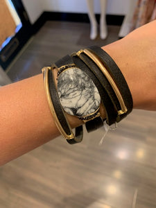 Leather Wrap Bracelet With Agate