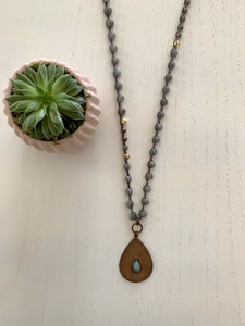 Tibetan Charm Long Necklace With Labradorite