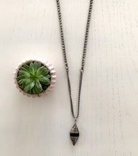 Load image into Gallery viewer, Hematite And Tibetan Charm Long Statement Necklace