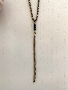 Y Necklace With Hematite and Black Spinal