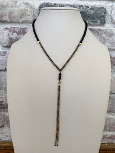 Y Necklace With Hematite and Black Spinal