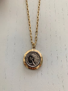 Long Roman Coin Replica Necklace
